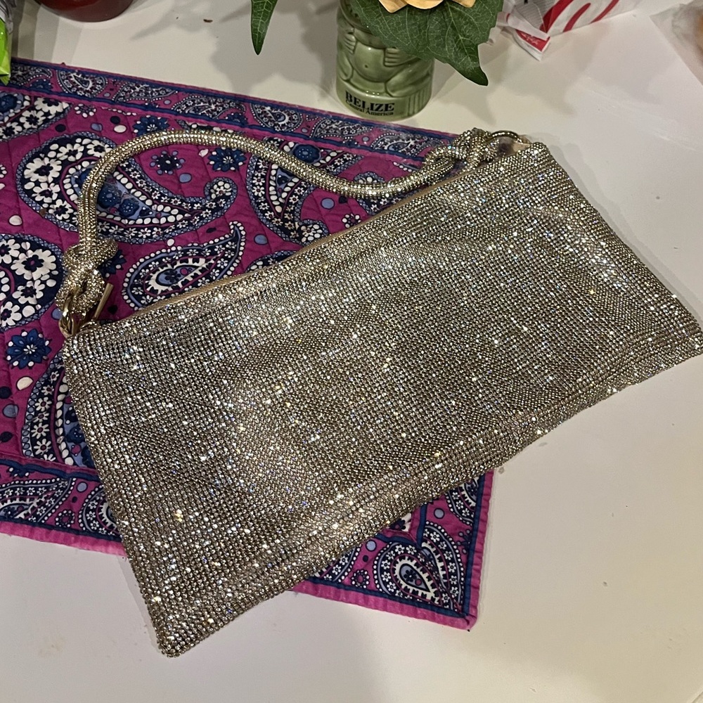 Express metallic gold crystal purse.  Like new